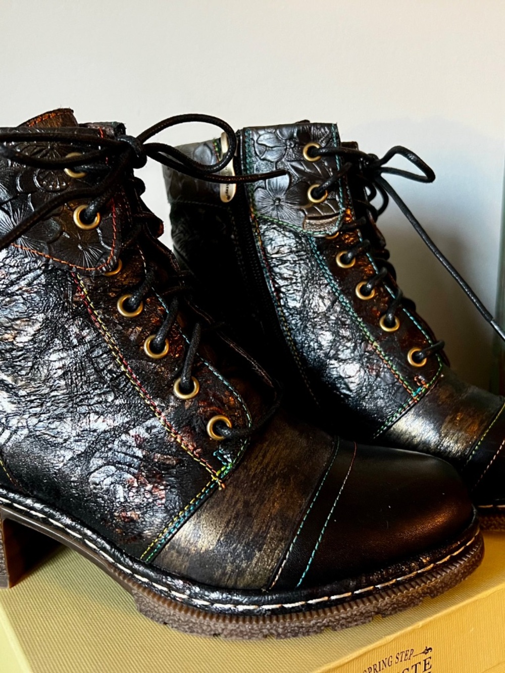L’artiste by Spring Step Fall In Luv leather whimsygoth grunge ankle boots - Picture 12 of 12